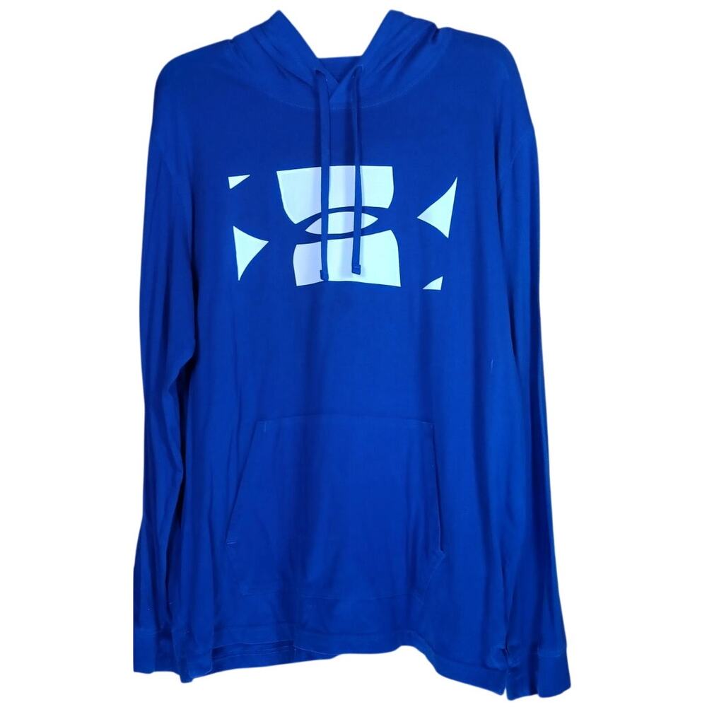 Men's Under Armour Sportstyle Big Logo Hoodie Pullover Sweatshirt Blue Size XL